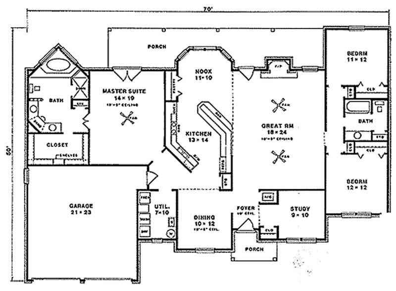 Floor Plan First Story of European Plan #174-1082
