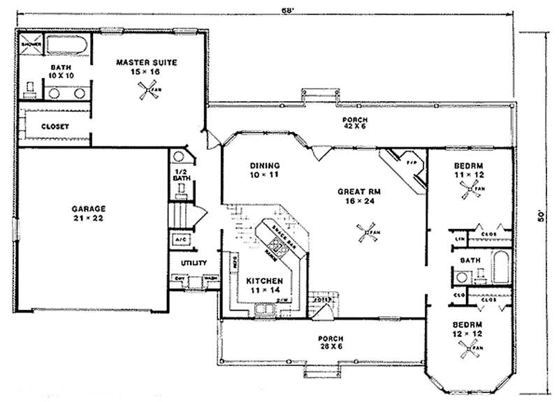 Floor Plan First Story of Cape Cod Plan #174-1084