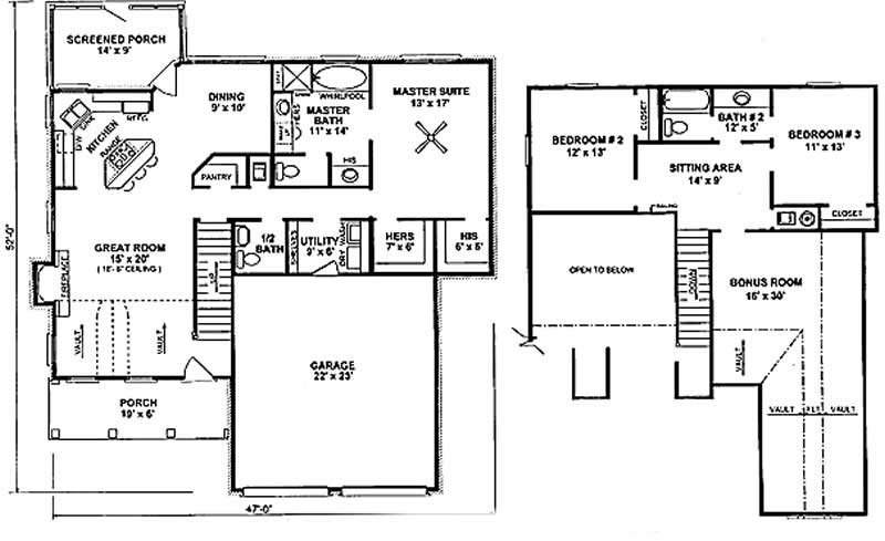 Floor Plan First Story of Cape Cod Plan #174-1085
