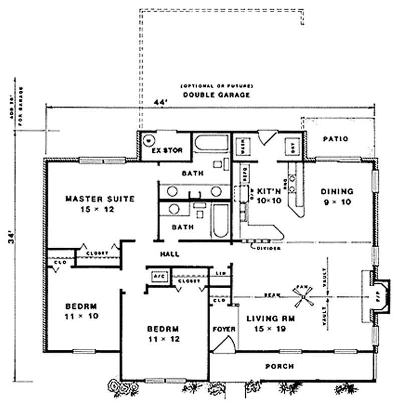 Floor Plan First Story of Country Plan #174-1086