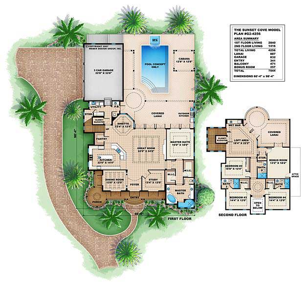Floor Plan First Story of Coastal Plan #175-1007