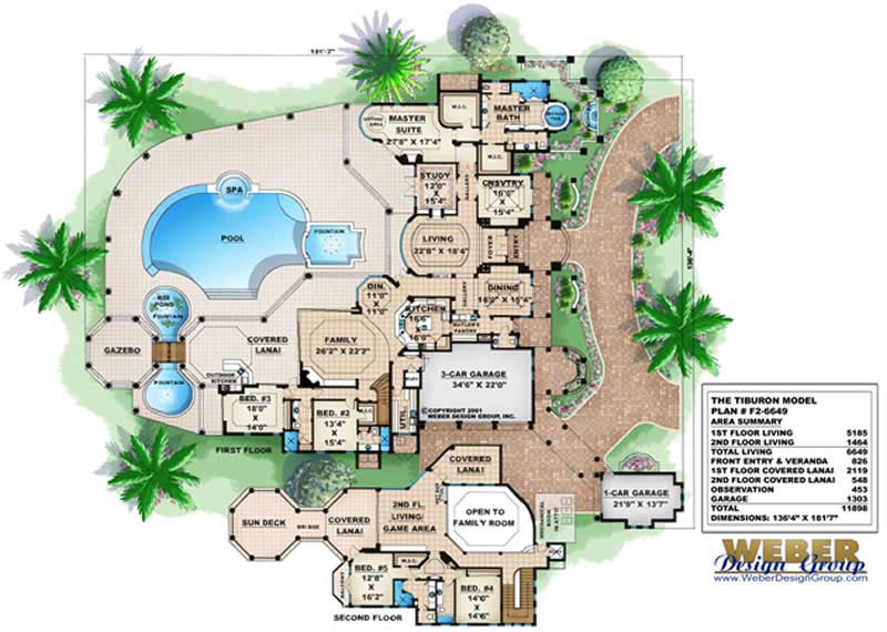 Floor Plan First Story of Luxury Plan #175-1010