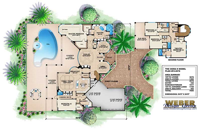 Floor Plan First Story of Luxury Plan #175-1019