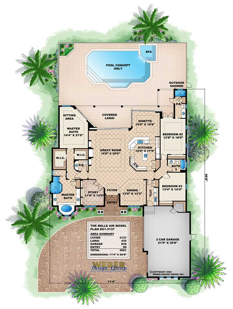Floor Plan First Story of Coastal Plan #175-1025