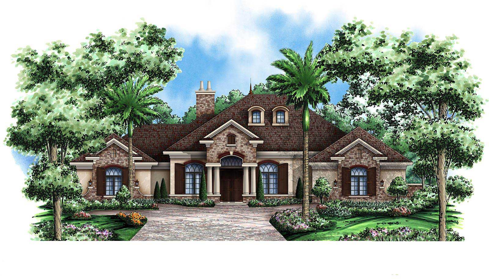 This image is a colorful rendering of these European Homeplans.
