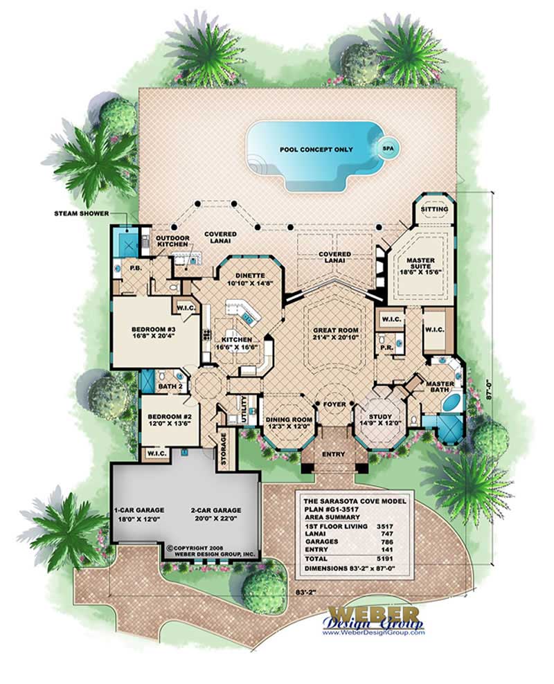 Floor Plan First Story of Coastal Plan #175-1028