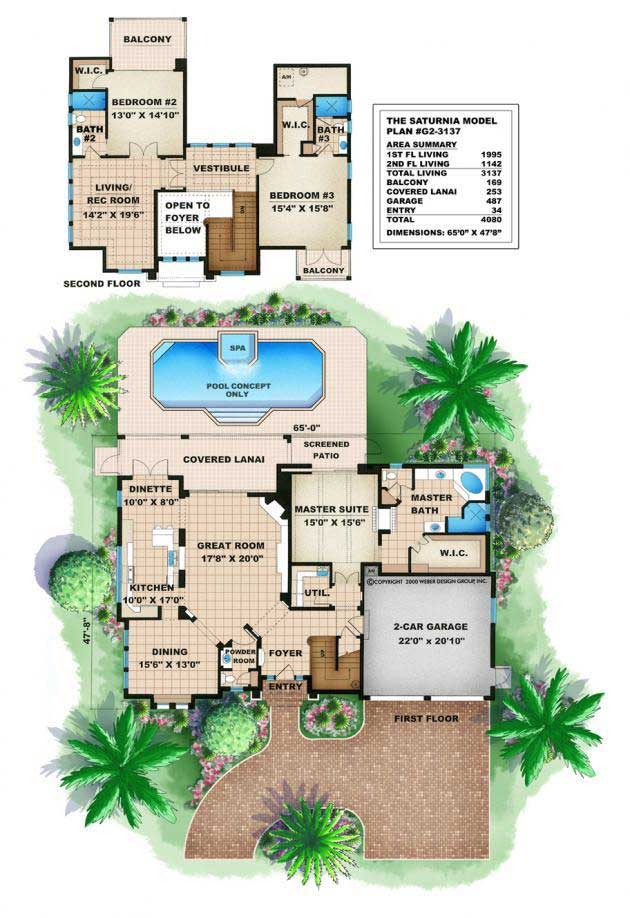Floor Plan First Story of European Plan #175-1030
