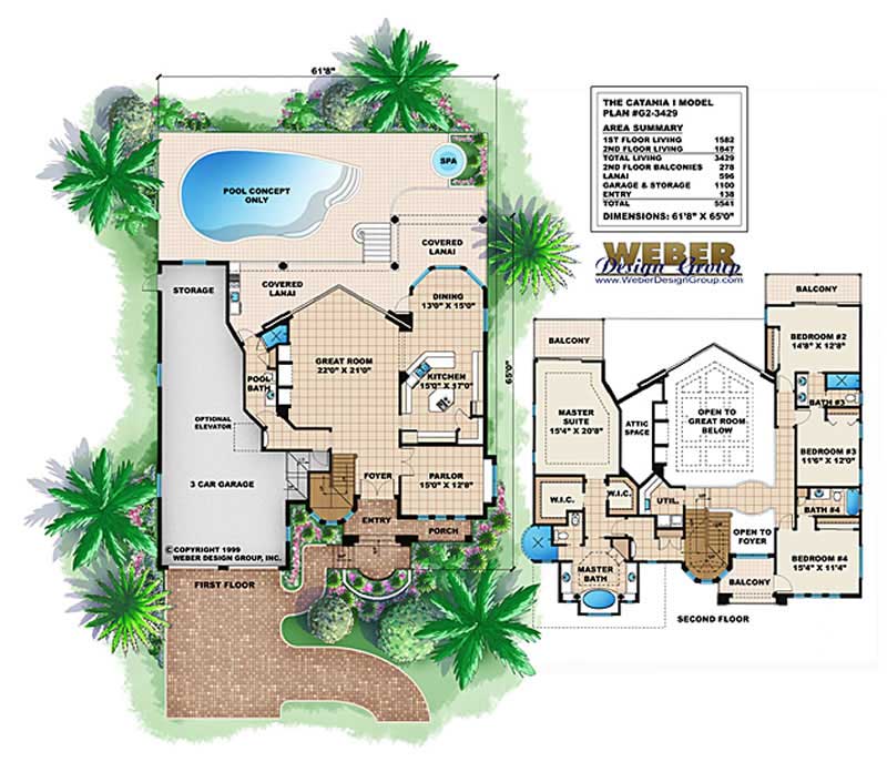 Floor Plan First Story of Luxury Plan #175-1033