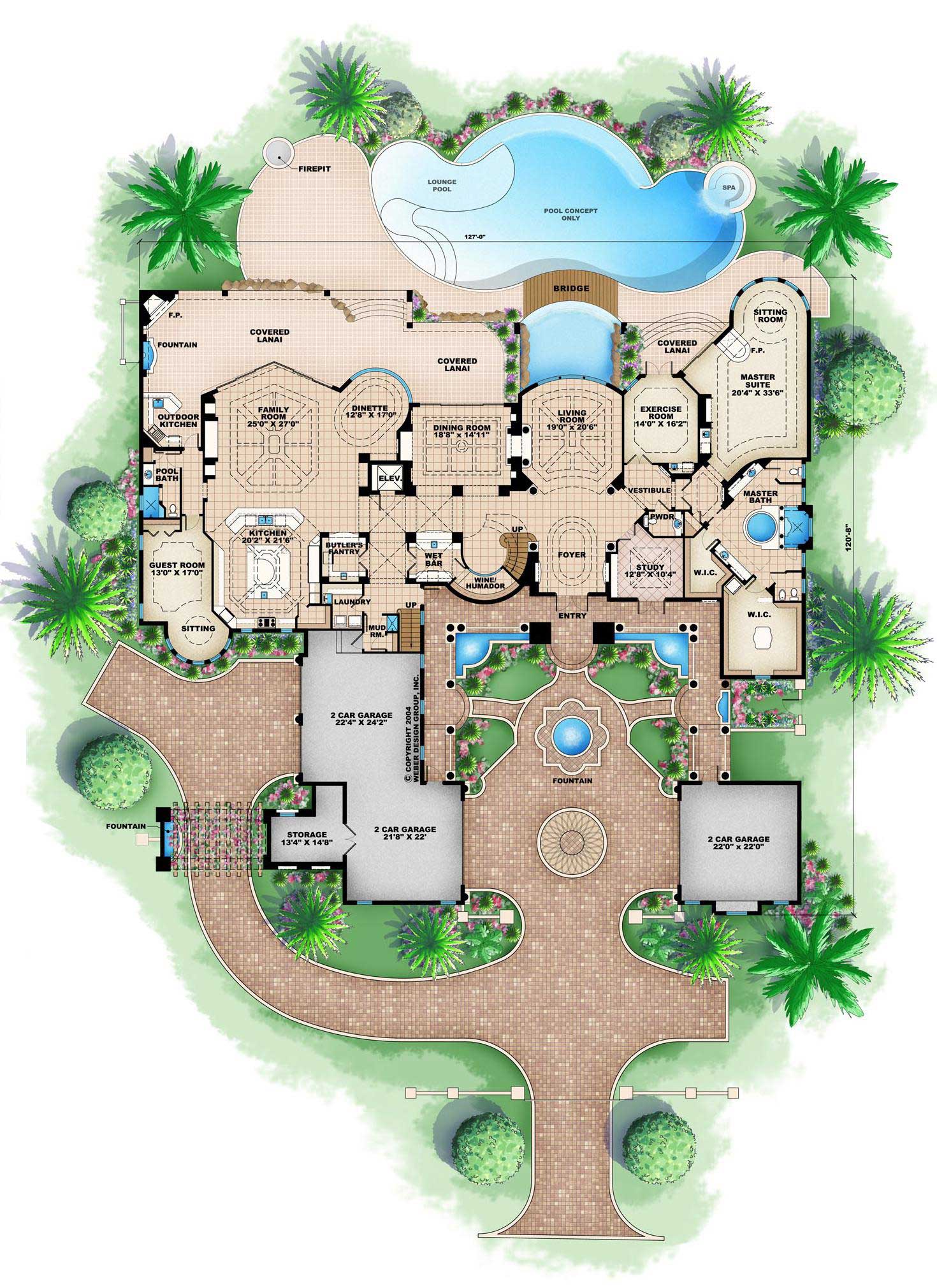 Floor Plan First Story of Luxury Plan #175-1035