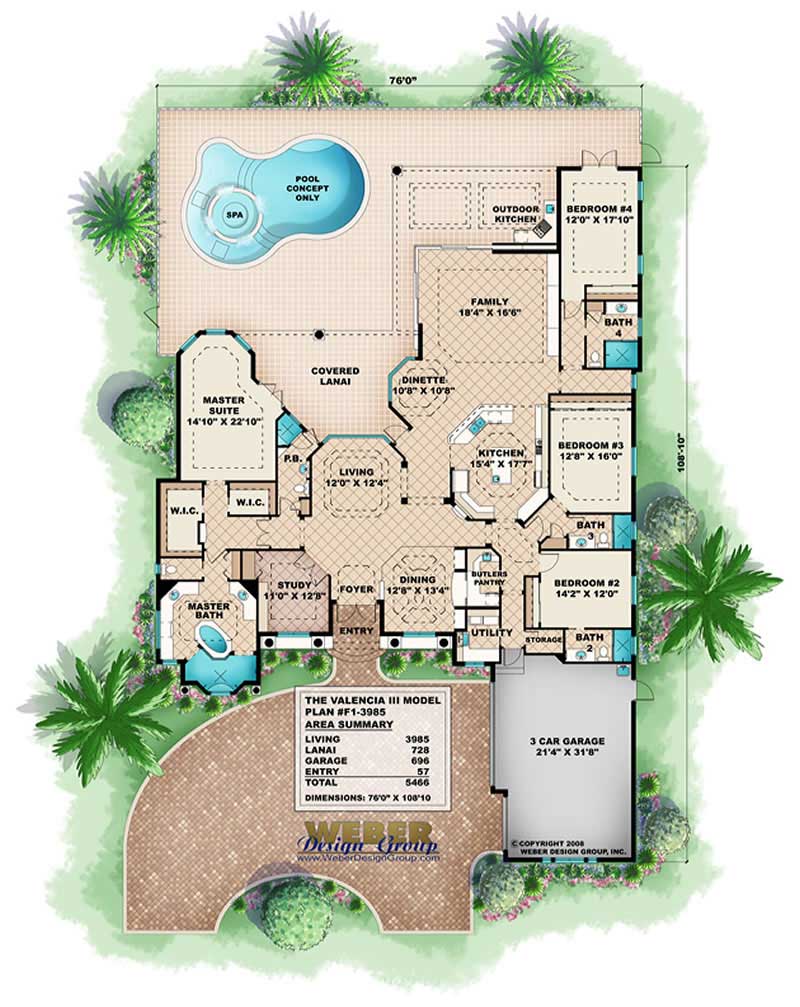 Floor Plan First Story of Coastal Plan #175-1038