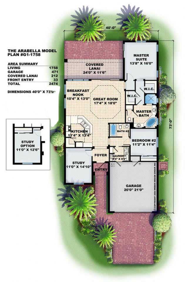 Floor Plan First Story of California Style Plan #175-1042
