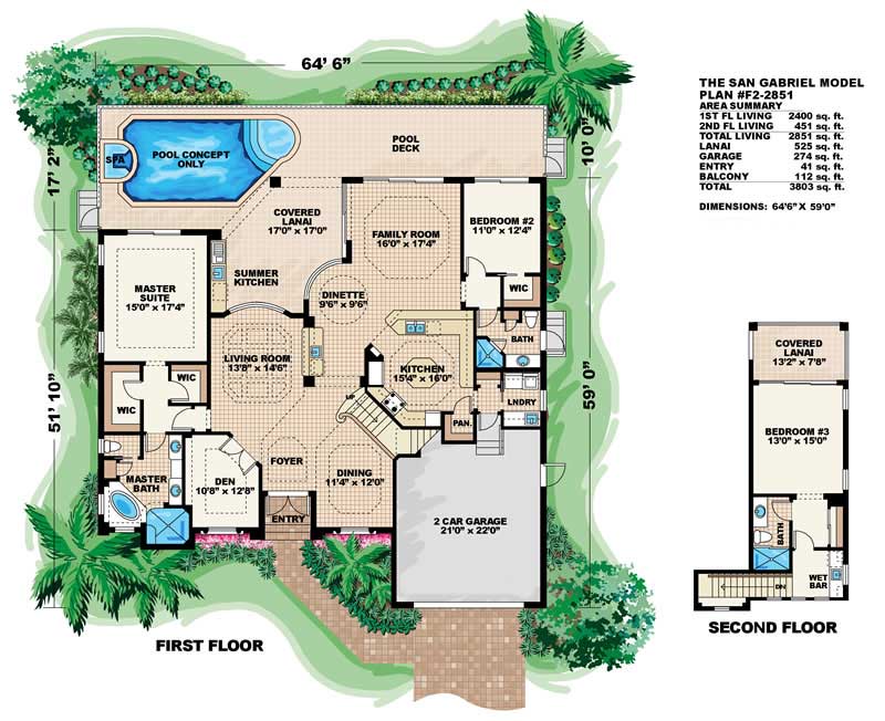 Floor Plan First Story of Coastal Plan #175-1045
