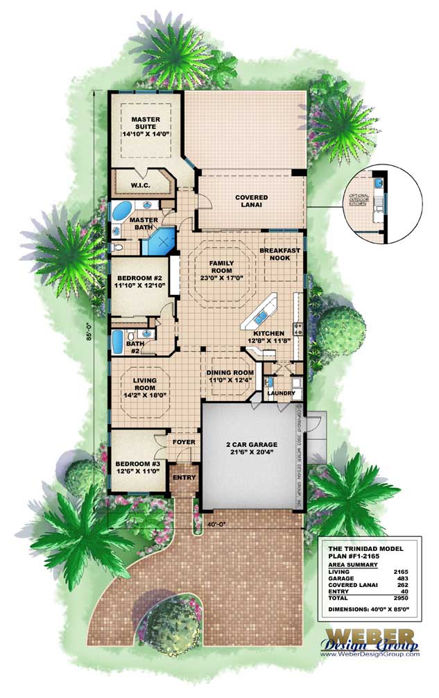 Floor Plan First Story of Florida Style Plan #175-1046
