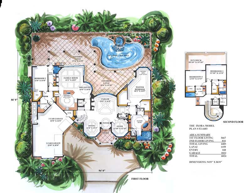 Floor Plan First Story of Coastal Plan #175-1049