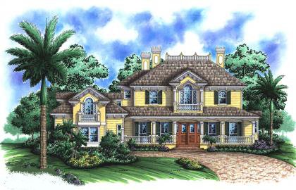 Mediterranean homeplans color rendering.