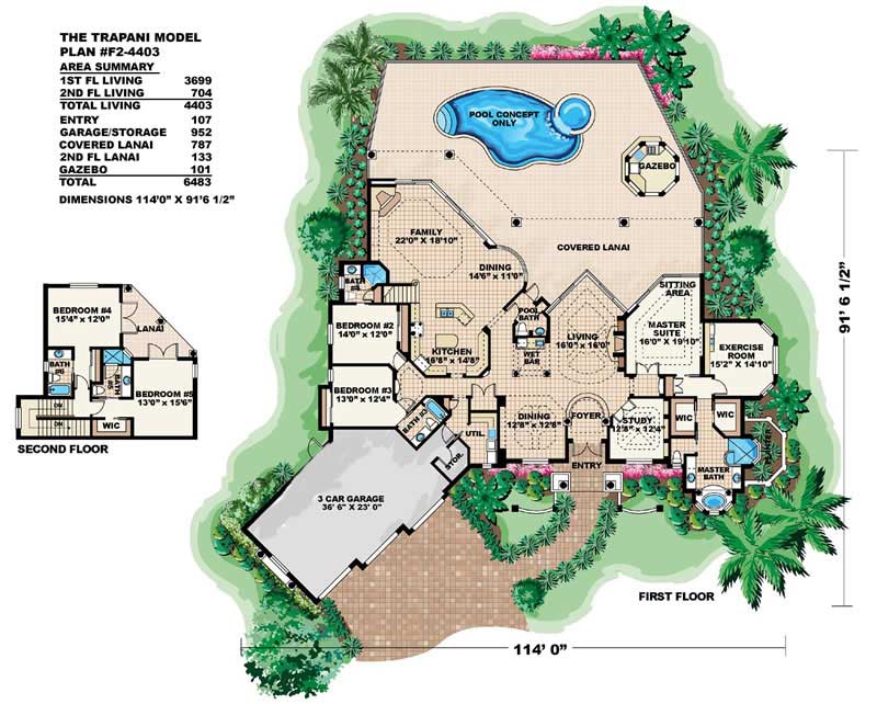 Floor Plan First Story of Coastal Plan #175-1058