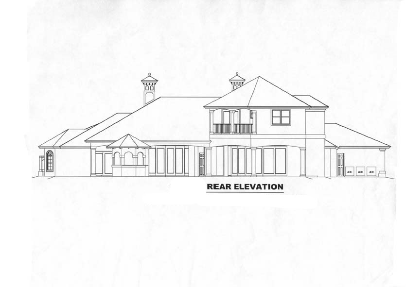 Home Plan Rear Elevation of this 5-Bedroom,4403 Sq Ft Plan -175-1058