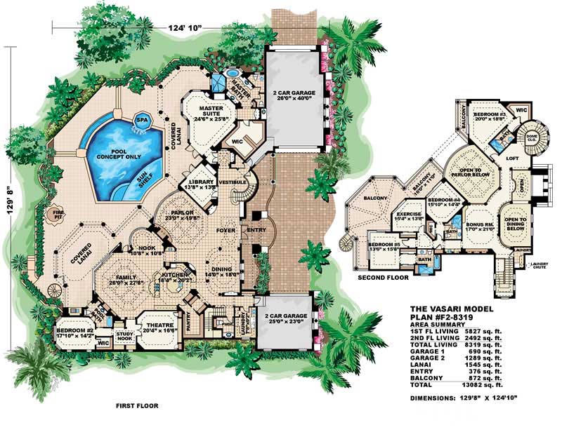 Floor Plan First Story of Coastal Plan #175-1060