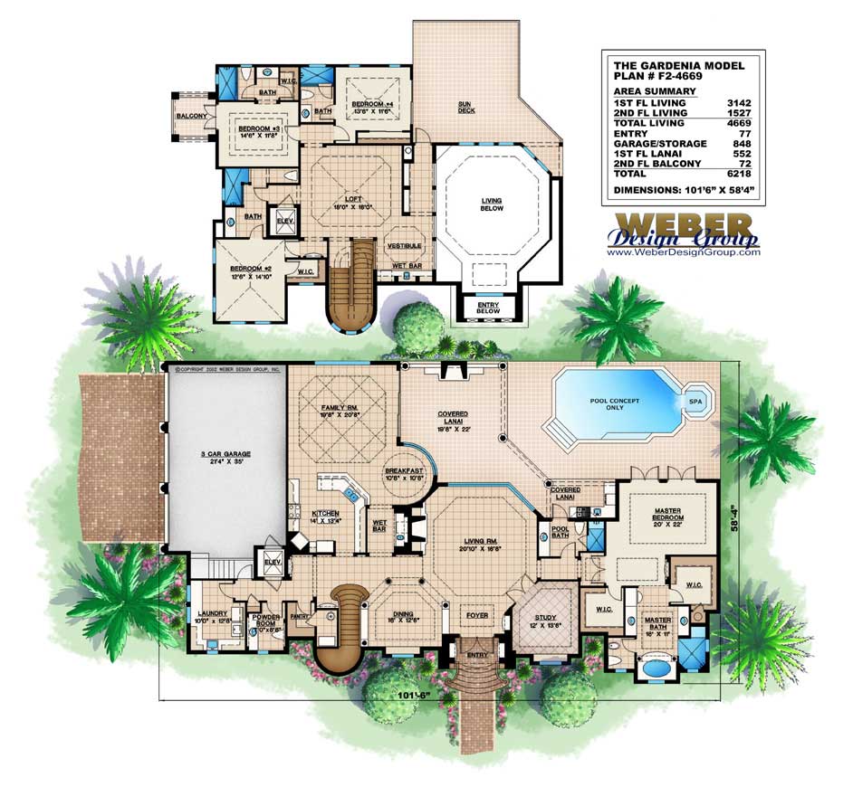 Floor Plan First Story of Coastal Plan #175-1061