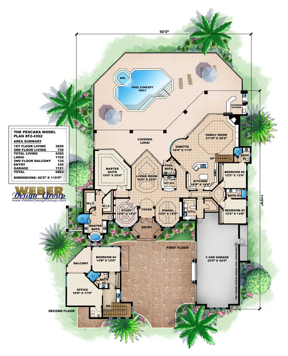 Floor Plan First Story of Coastal Plan #175-1062