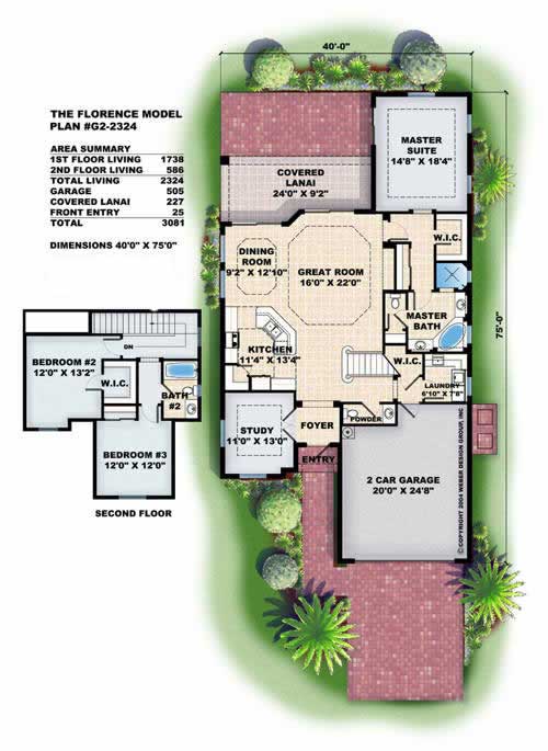 Floor Plan First Story of California Style Plan #175-1063