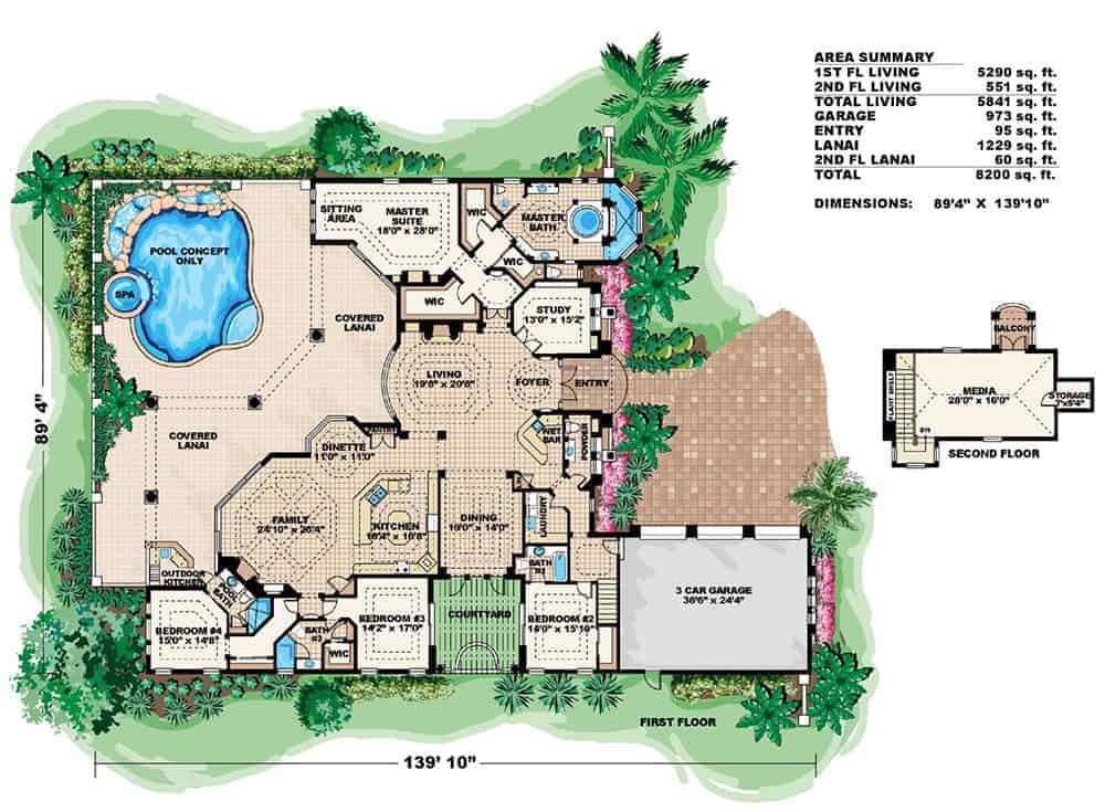 Main Level of Coastal Plan #175-1064