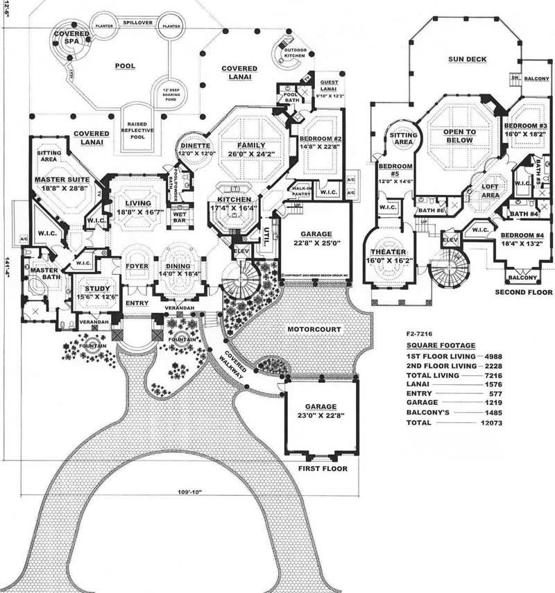 Floor Plan First Story of Luxury Plan #175-1065