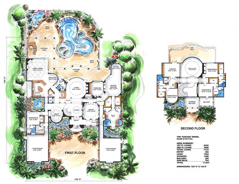 Floor Plan First Story of Coastal Plan #175-1066