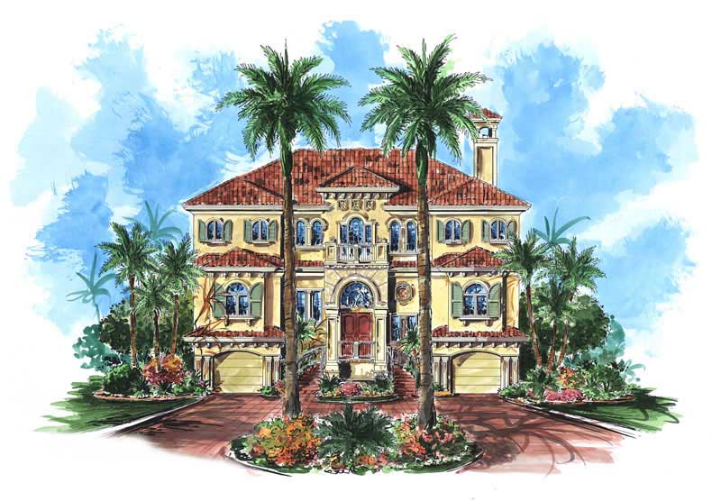 Front elevation of Coastal home (ThePlanCollection: House Plan #175-1070)
