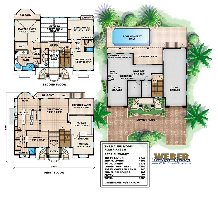 Floor Plan First Story of Coastal Plan #175-1070