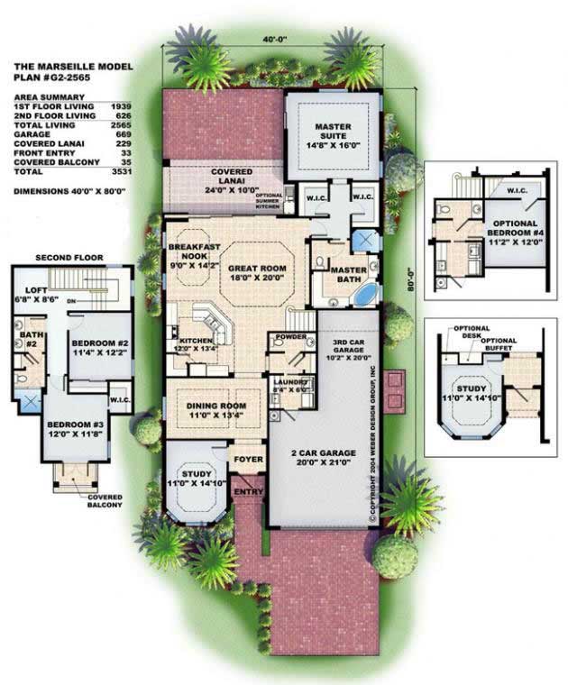 Floor Plan First Story of California Style Plan #175-1072