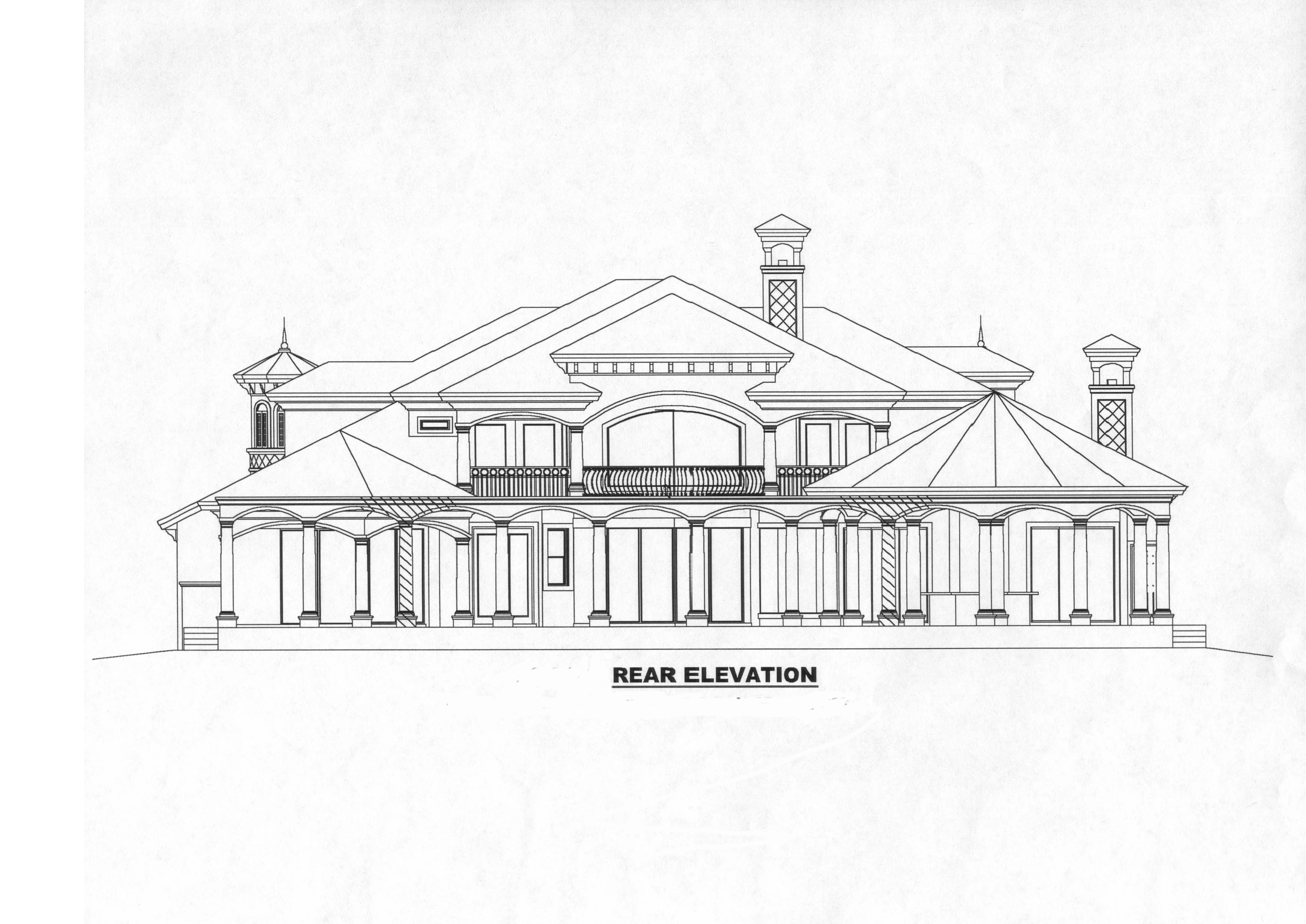 Home Plan Rear Elevation of this 5-Bedroom,6780 Sq Ft Plan -175-1073