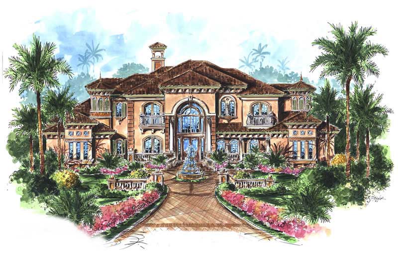 Front View of this 5-Bedroom, 6780 Sq Ft Plan - 175-1073
