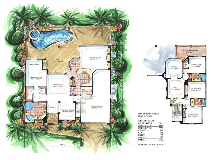 Floor Plan First Story of Coastal Plan #175-1076