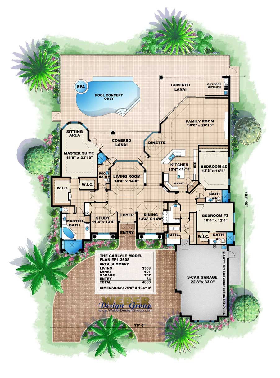 Floor Plan First Story of Coastal Plan #175-1077