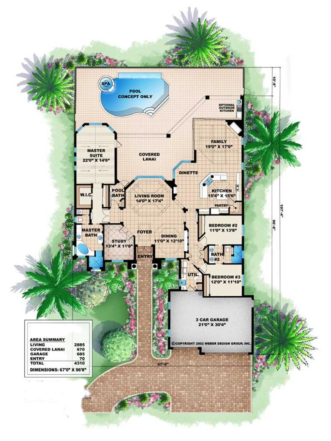 Floor Plan First Story of Coastal Plan #175-1079