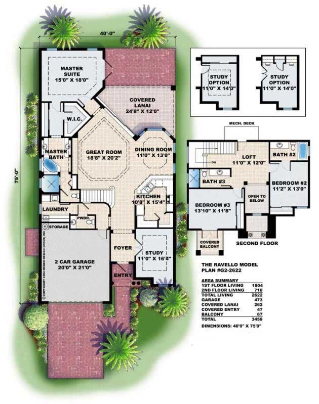 Floor Plan First Story of California Style Plan #175-1080