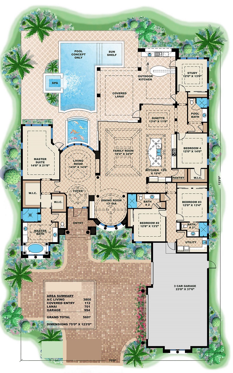 Floor Plan First Story of Mediterranean Plan #175-1086
