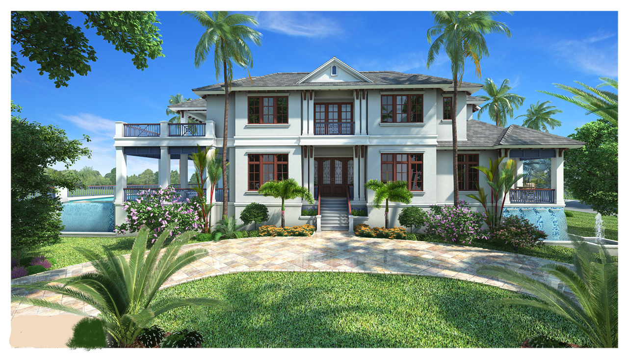 Front elevation of Luxury home (ThePlanCollection: House Plan #175-1101)
