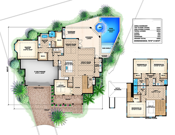 Floor Plan First Story of Colonial Plan #175-1107