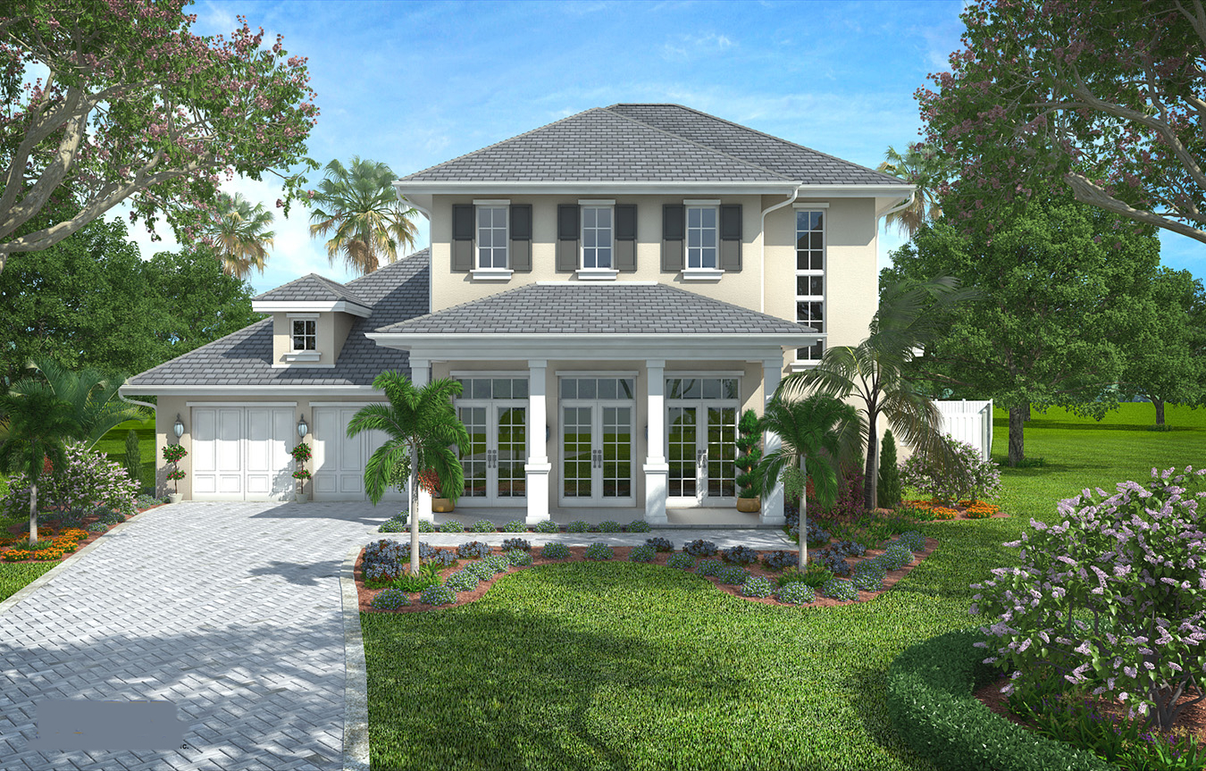 Front elevation of Colonial home (ThePlanCollection: House Plan #175-1107)