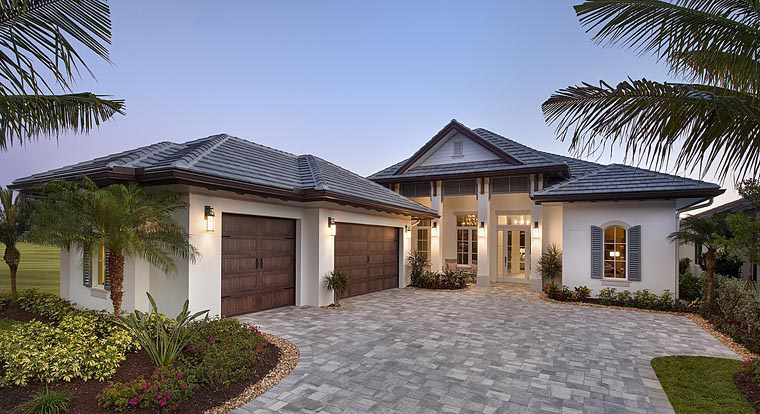 Front elevation of Florida Style home (ThePlanCollection: House Plan #175-1111)