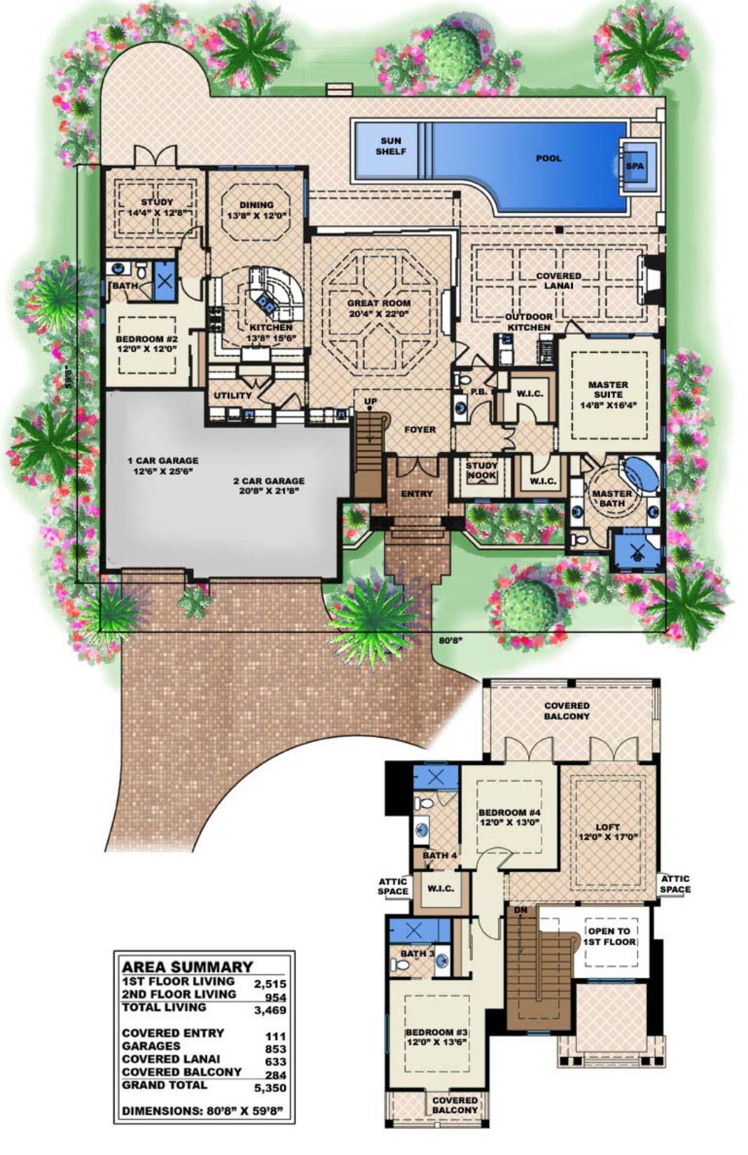 Floor Plan First Story of Coastal Plan #175-1114