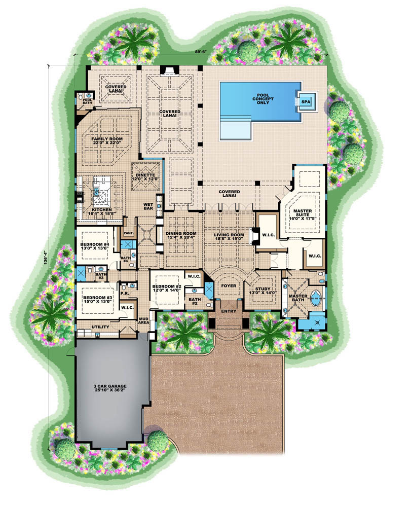 Floor Plan First Story of Coastal Plan #175-1115