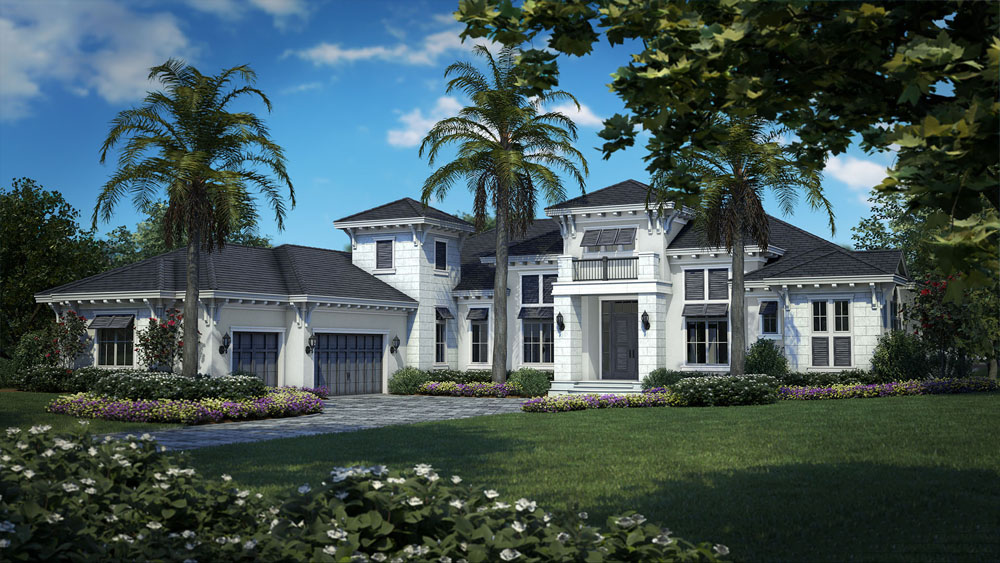 Front elevation of Coastal home (ThePlanCollection: House Plan #175-1115)