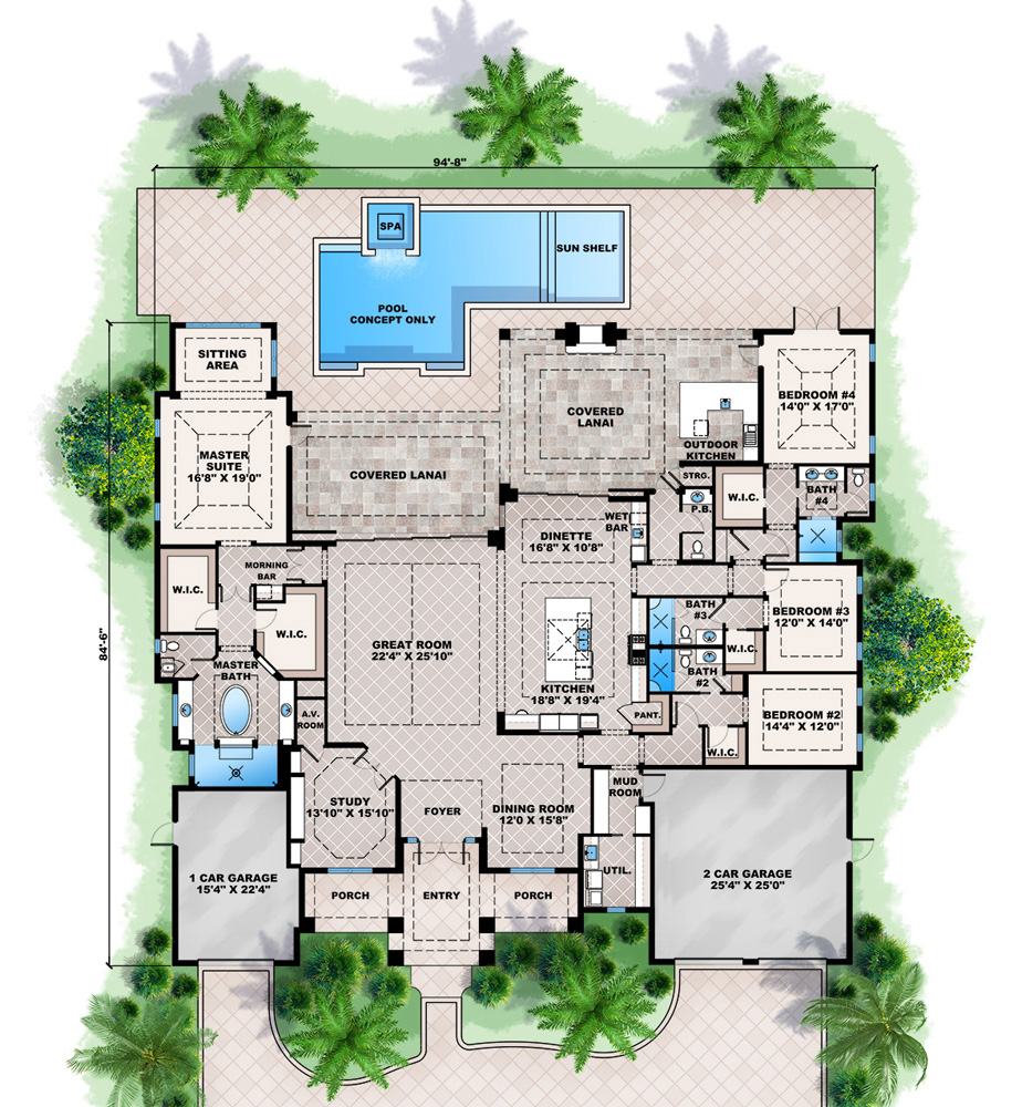 Floor Plan First Story of Coastal Plan #175-1116