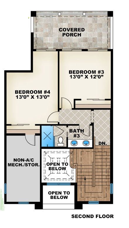Floor Plan Second Story of Traditional Plan #175-1117