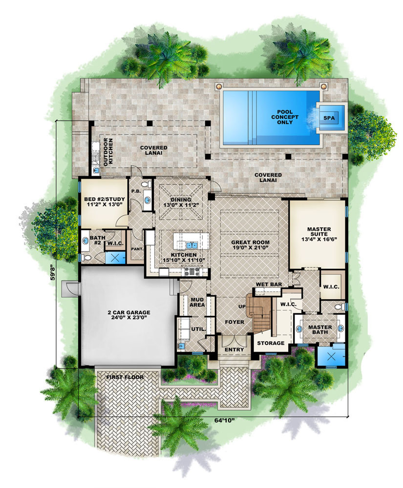 Floor Plan First Story of Traditional Plan #175-1117