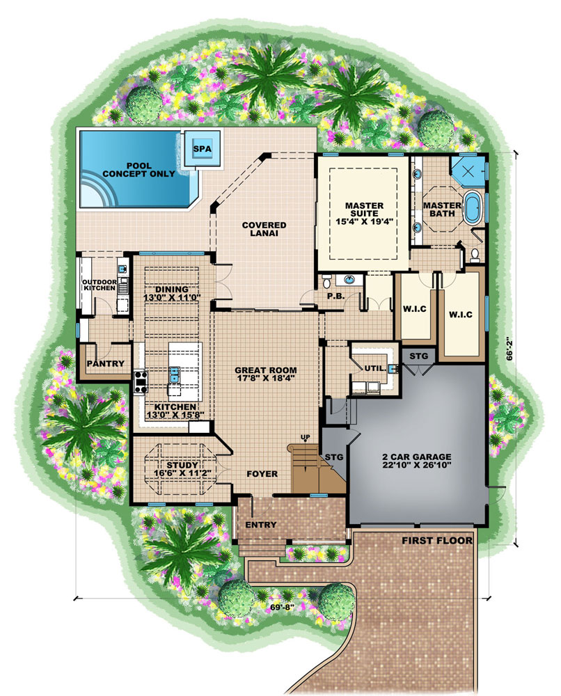 Floor Plan First Story of European Plan #175-1123