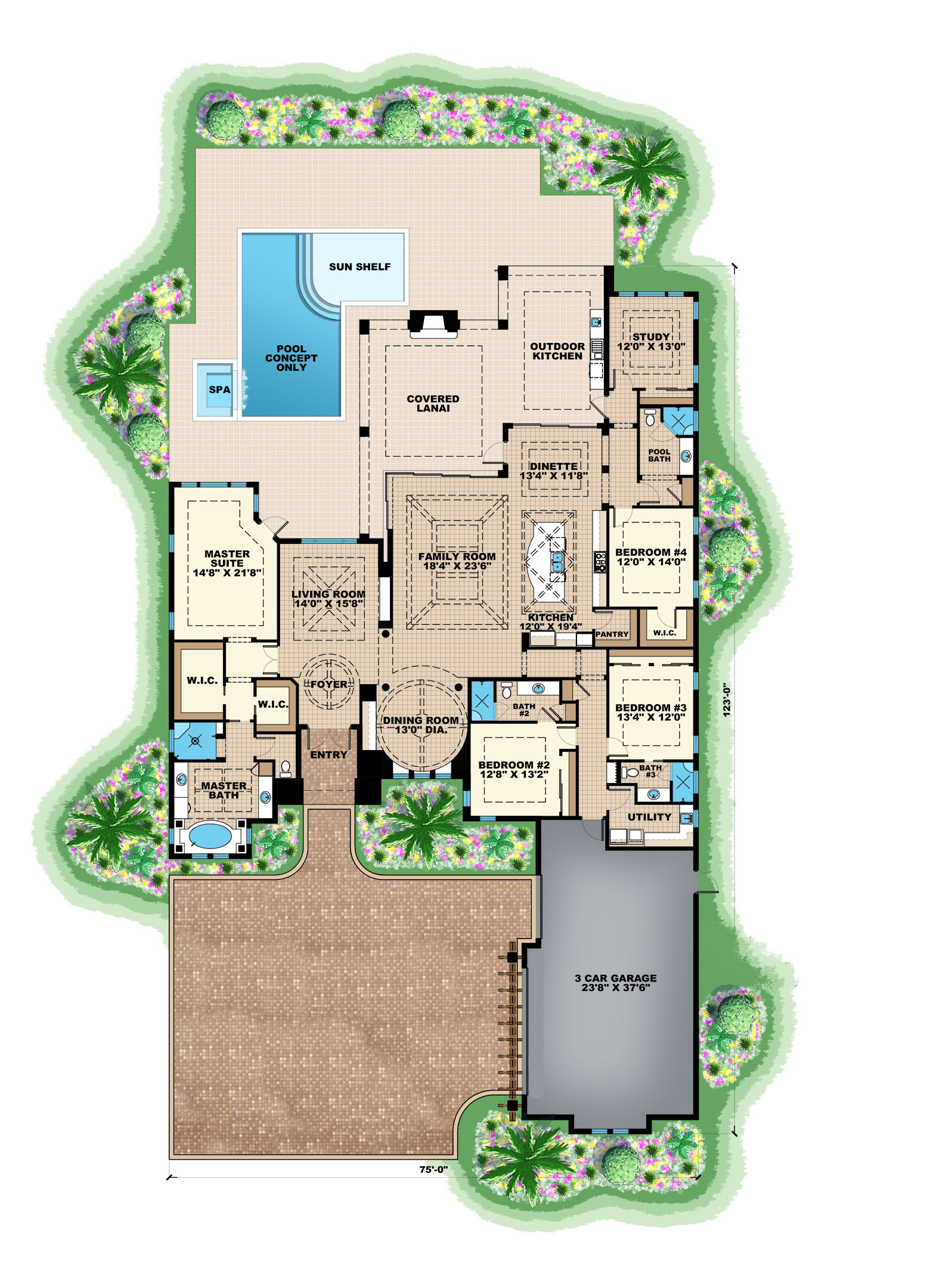 Floor Plan First Story of Contemporary Plan #175-1129